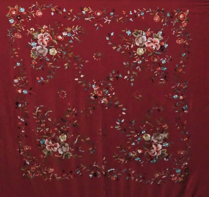 Handmade Embroidered Shawl of Natural Silk. Ref. 1011156BRDCOL